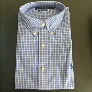 Ralph Lauren Blue and White Plaid Men's Shirt